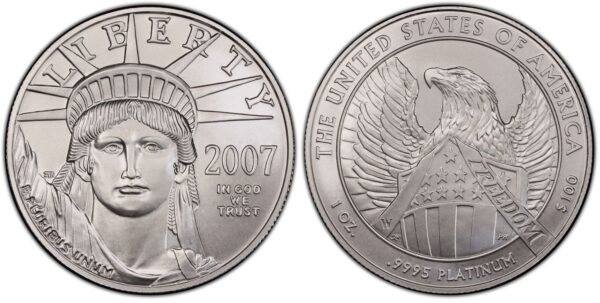 2007-W 1 oz Burnished Platinum Eagle $100 PCGS SP70