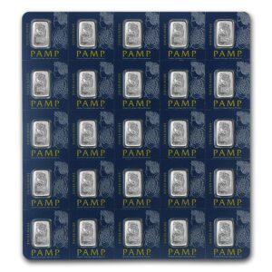 25 x 1 gram Platinum Bar – PAMP Multigram (Carded)