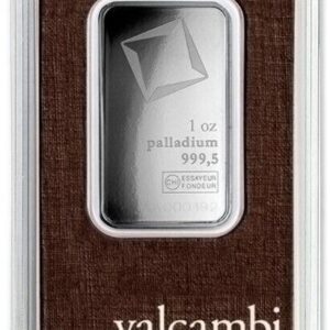 1 oz Palladium Bar – Valcambi (Carded)